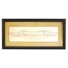 Architectural Rendering of The Brooklyn Bridge, NYC, Framed, 20thC