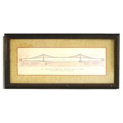 Architektonische Rendering der Brooklyn Bridge, NYC, gerahmt, 20. Jahrhundert