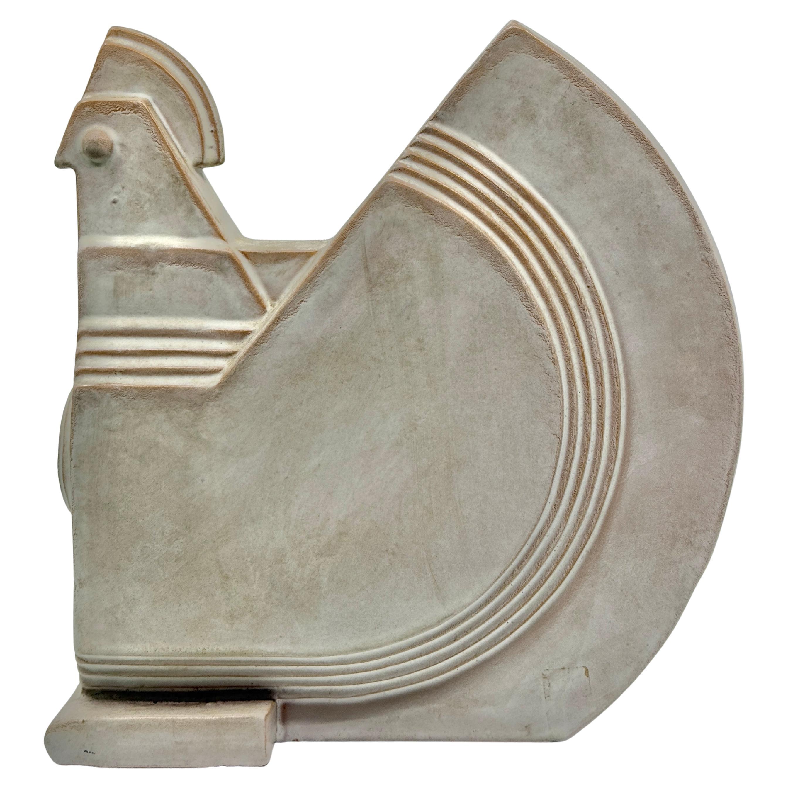 Architectural Rooster Pottery Figure For Sale