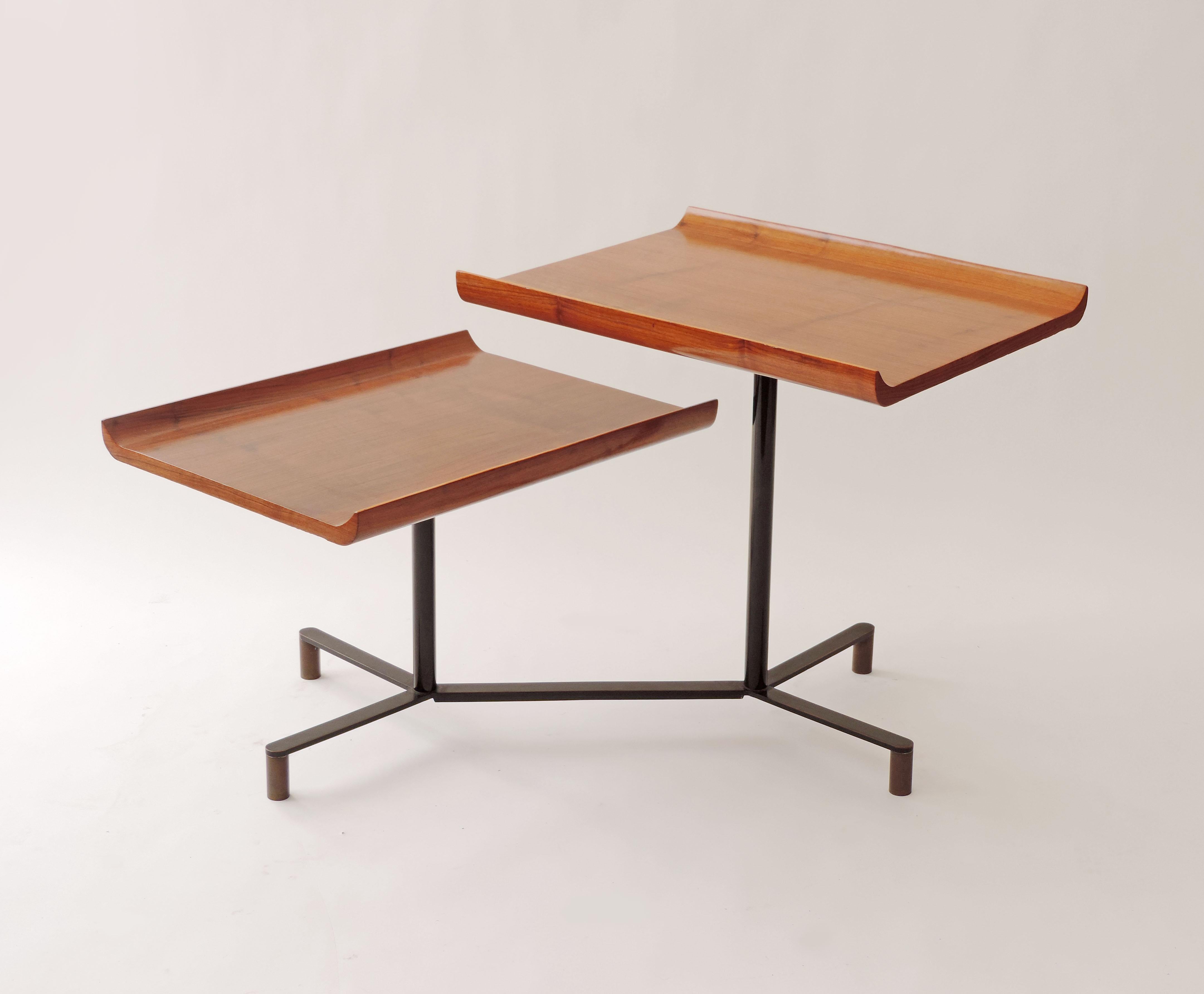 Mid-20th Century Architectural Rotating Two-Tier Low Table