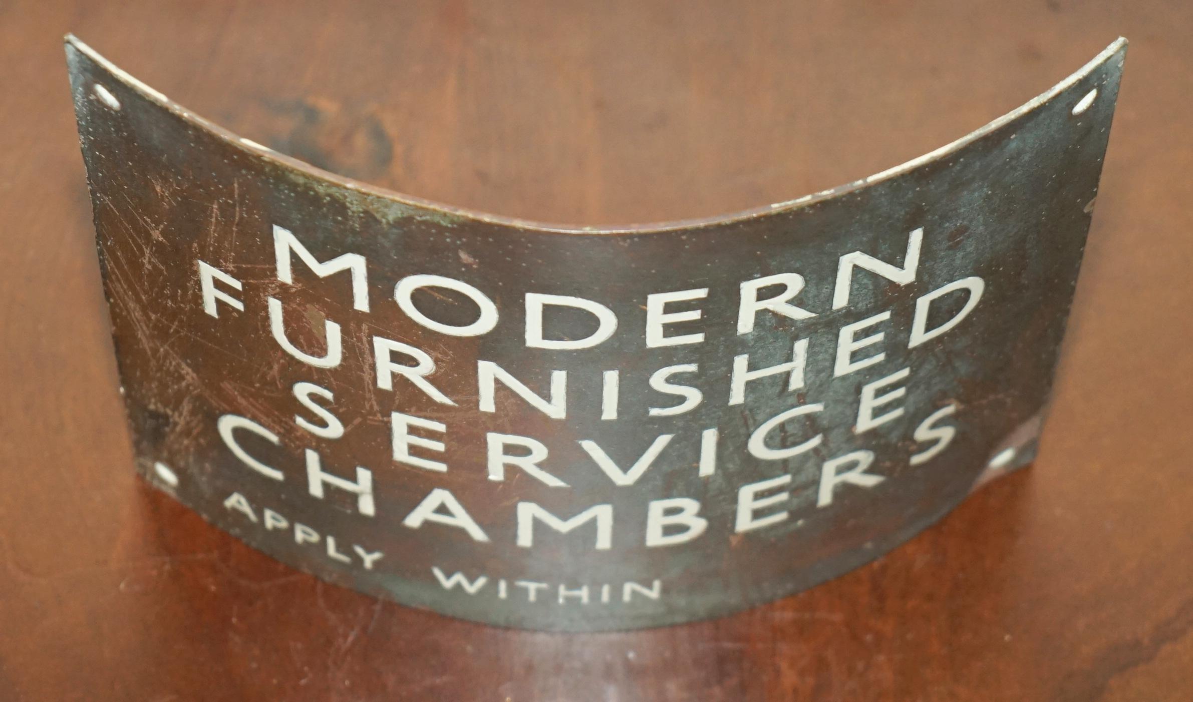 ARCHITECTURAL SALVAGE VICTORIAN BRONZE SIGN MODERN FURNISHED SERVICE CHAMBERs For Sale 3