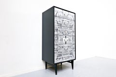 Mid-Century Modern Architectural Scene High Italian Chest of Drawers