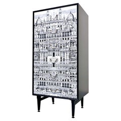 Mid-Century Modern Architectural Scene High Italian Chest of Drawers
