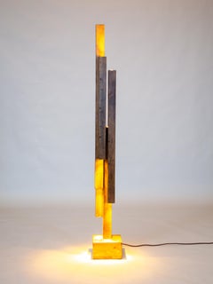 Architectural Sculptural Wood Floor Lamp, Mid Century Modern Standing Light APEX