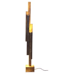 Architectural Sculptural Wood Floor Lamp, Mid Century Modern Standing Light APEX