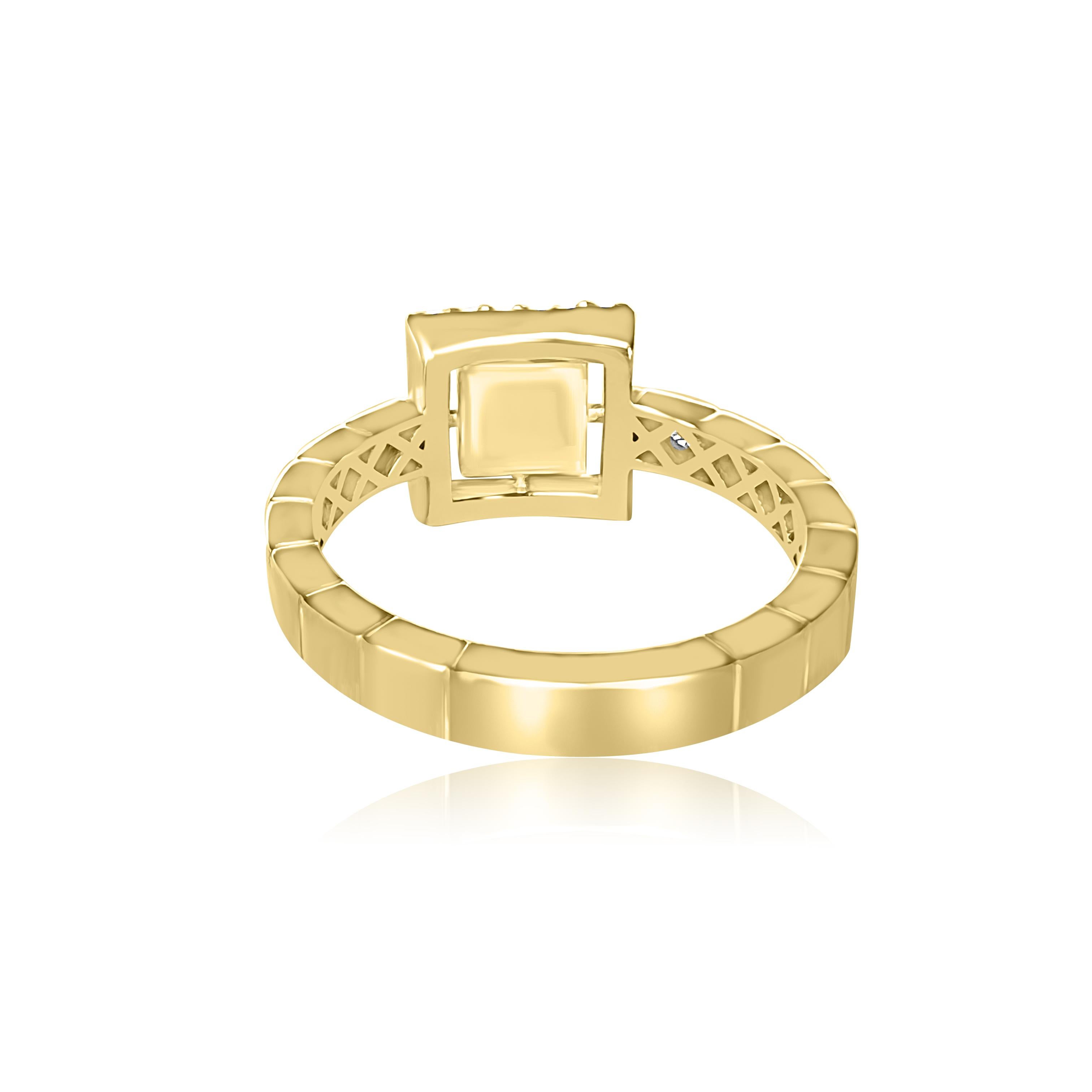 Art Deco Architectural Shape Square Enamel Fashion Diamond Ring sz 7 For Sale
