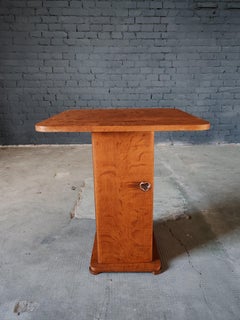 Architectural Side Table in Solid Oak, Amsterdam School Style, 1920s