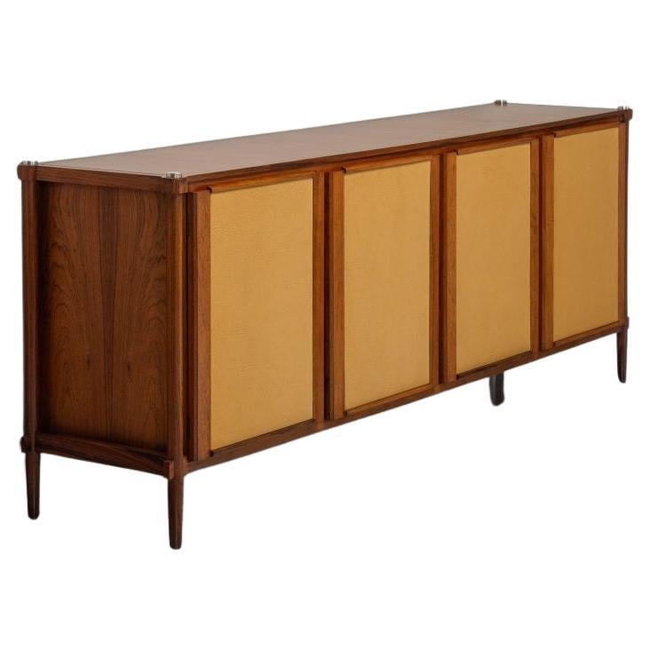 Architektonisches Sideboard mit Alcantara-Türen, Italien, 1950
