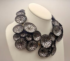 Architectural Silver Metallic French Statement Necklace by Cilea