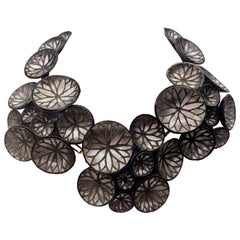 Architectural Silver Metallic French Statement Necklace by Cilea