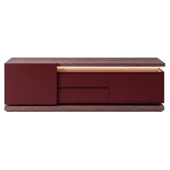 Architectural Sliding Sideboard in Ash Rose Eucalyptus & High Gloss Lacquer