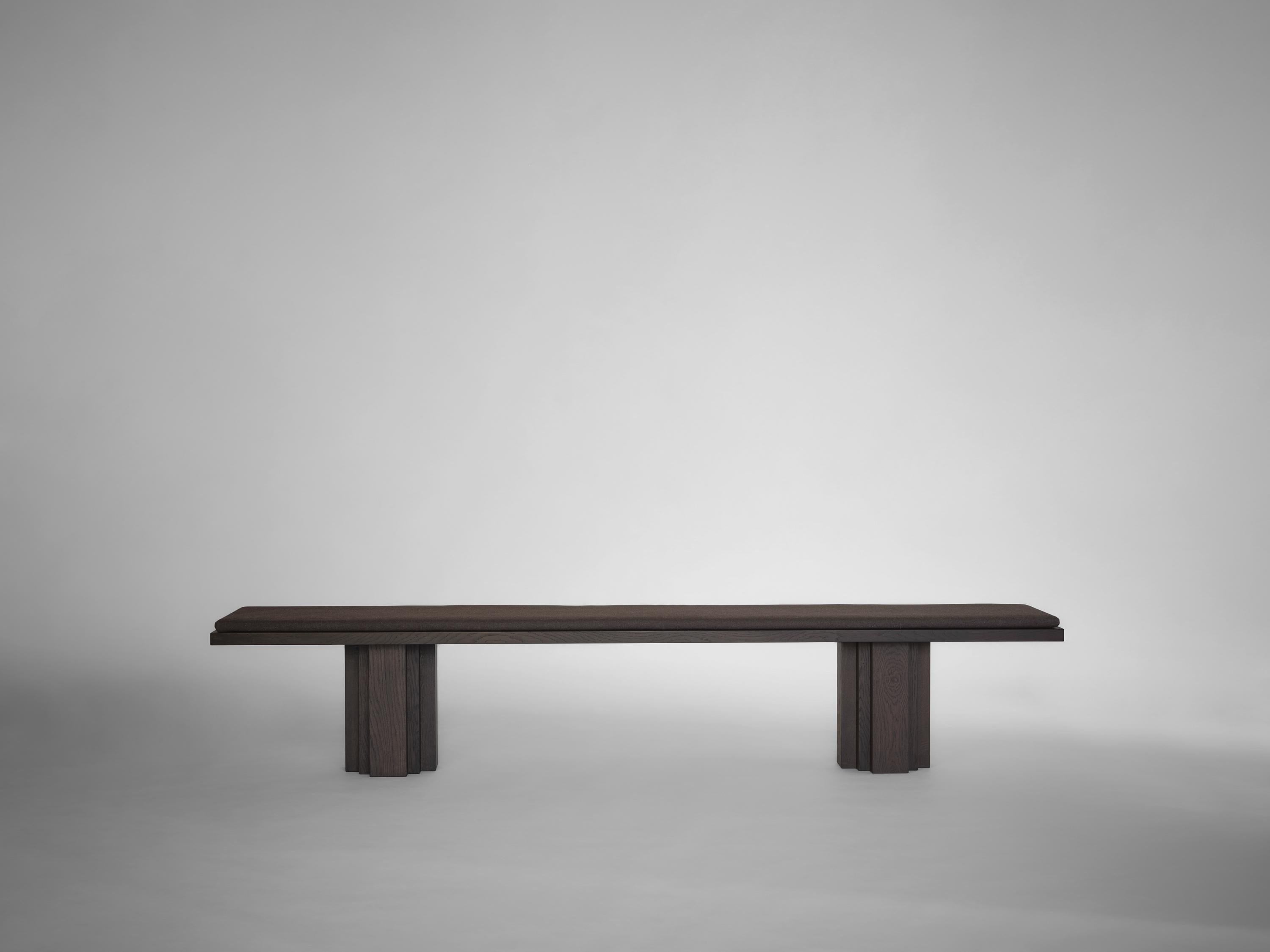Brutalist Architectural Solid Oak Wooden Brut Bench For Sale