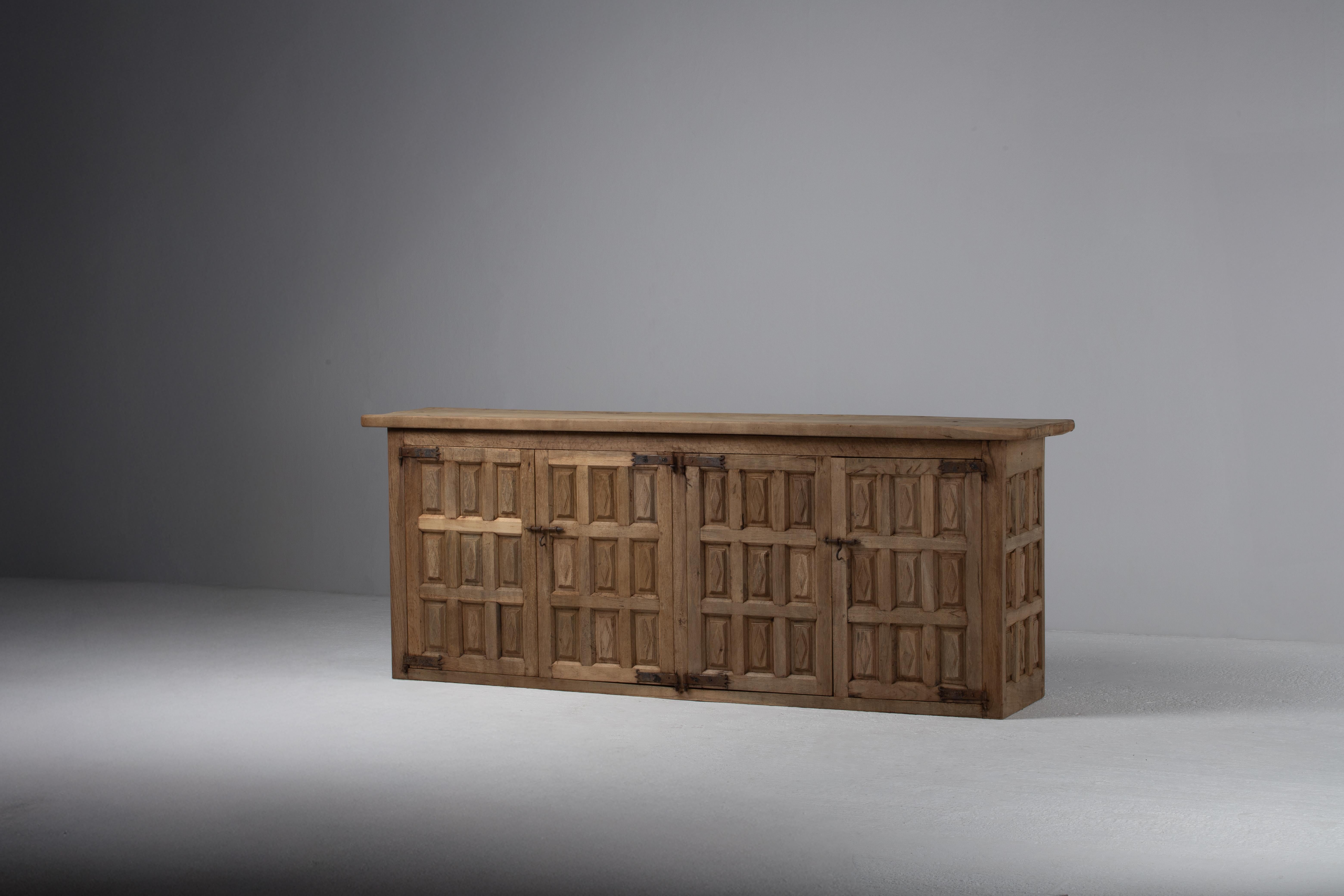 Spanish Colonial Architectural Spanish Oak Credenza