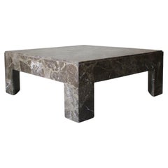 Architectural Square Brown Italian Marble Coffee Table
