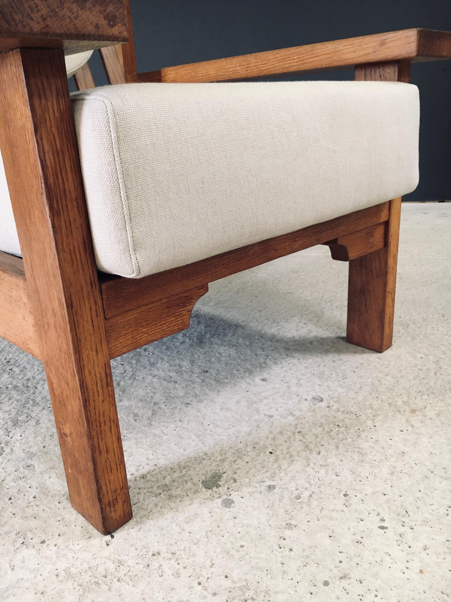 Architectural Square Design Oak Lounge Chair, Belgium 1950's en vente 4