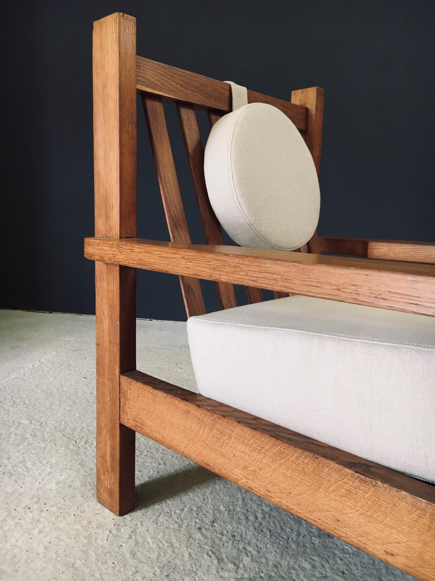Architectural Square Design Oak Lounge Chair, Belgium 1950's en vente 5