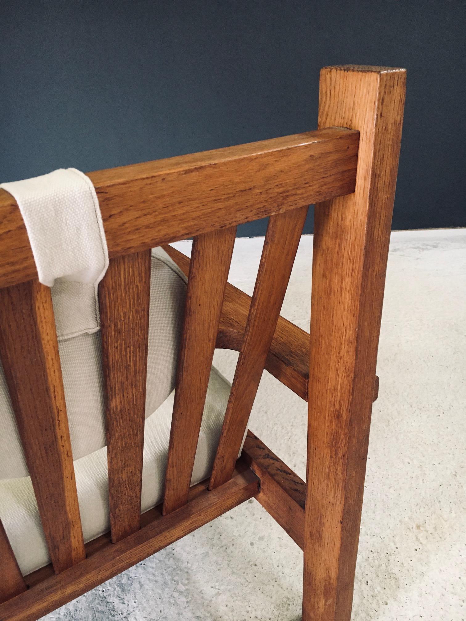 Architectural Square Design Oak Lounge Chair, Belgium 1950's en vente 9