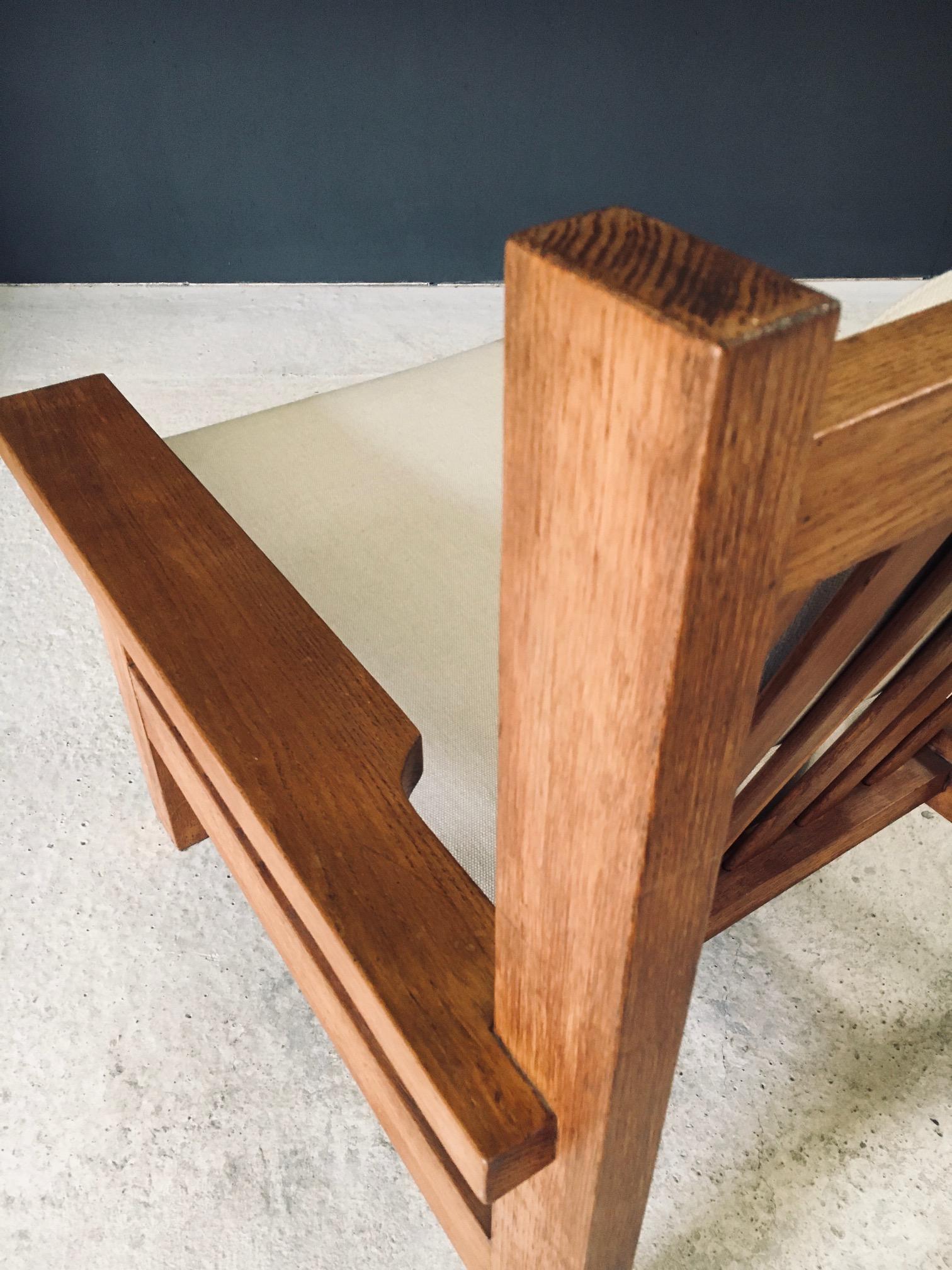 Architectural Square Design Oak Lounge Chair, Belgium 1950's en vente 10