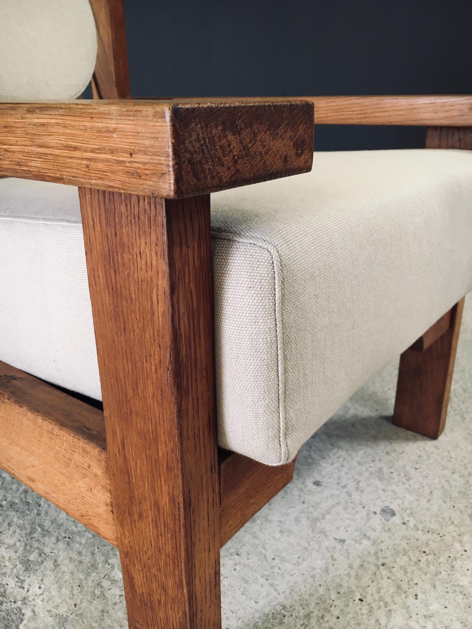 Architectural Square Design Oak Lounge Chair, Belgium 1950's en vente 12