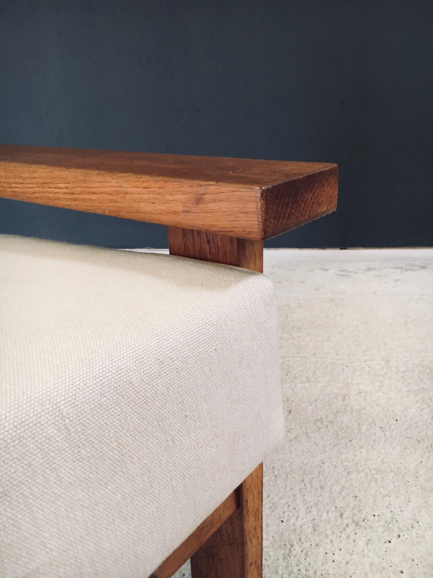 Architectural Square Design Oak Lounge Chair, Belgium 1950's en vente 13