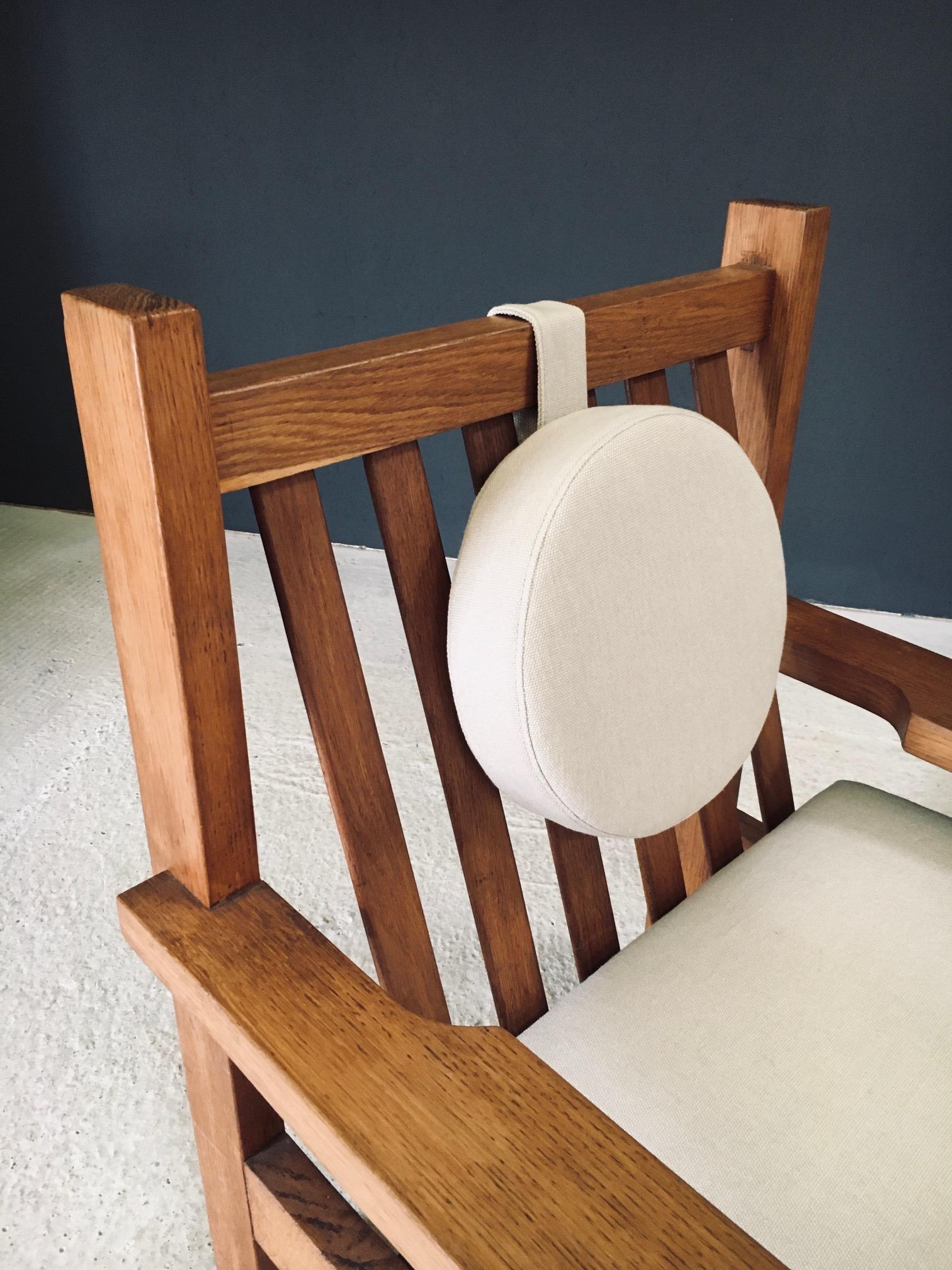 Architectural Square Design Oak Lounge Chair, Belgium 1950's en vente 1