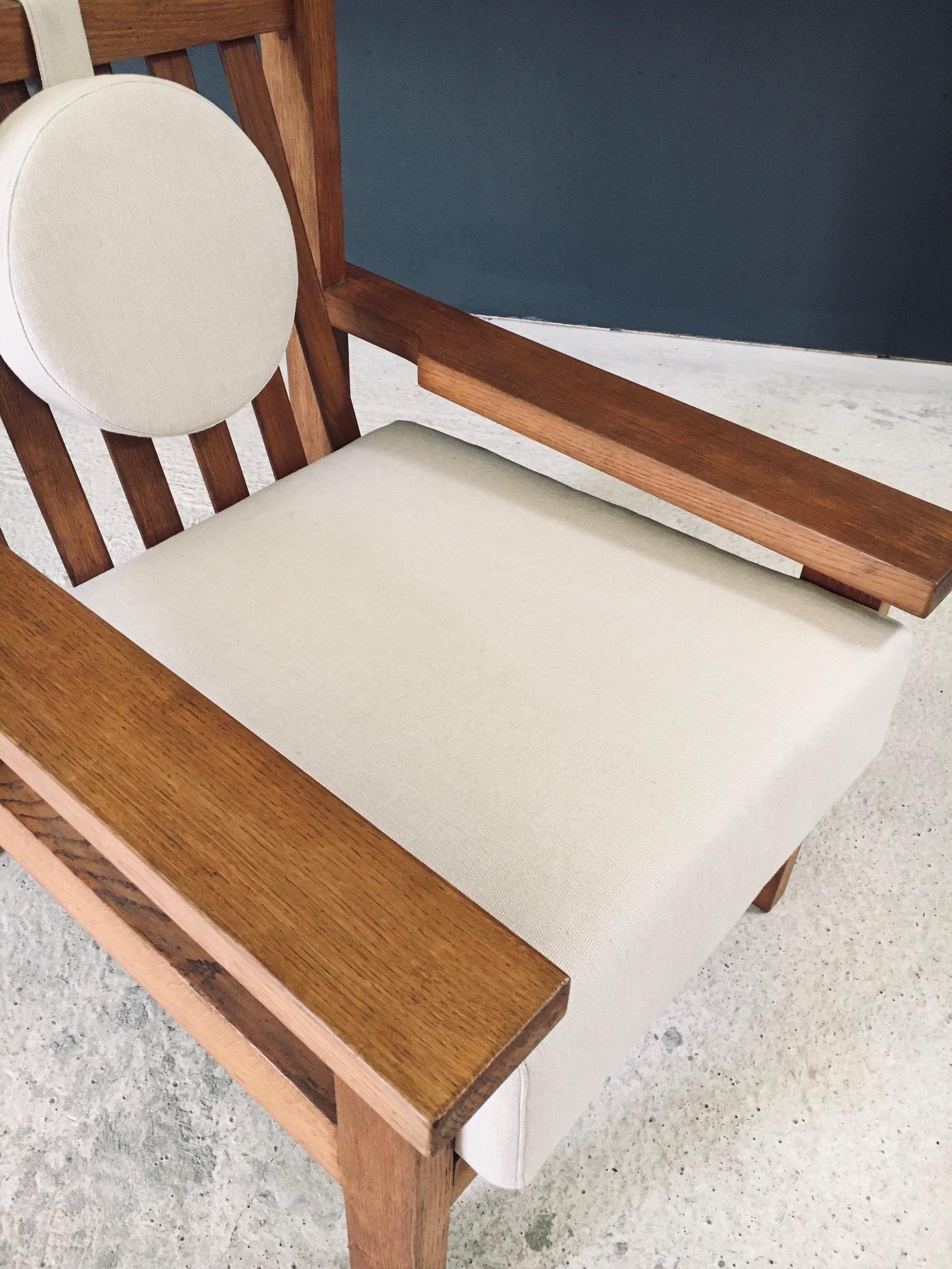 Architectural Square Design Oak Lounge Chair, Belgium 1950's en vente 2