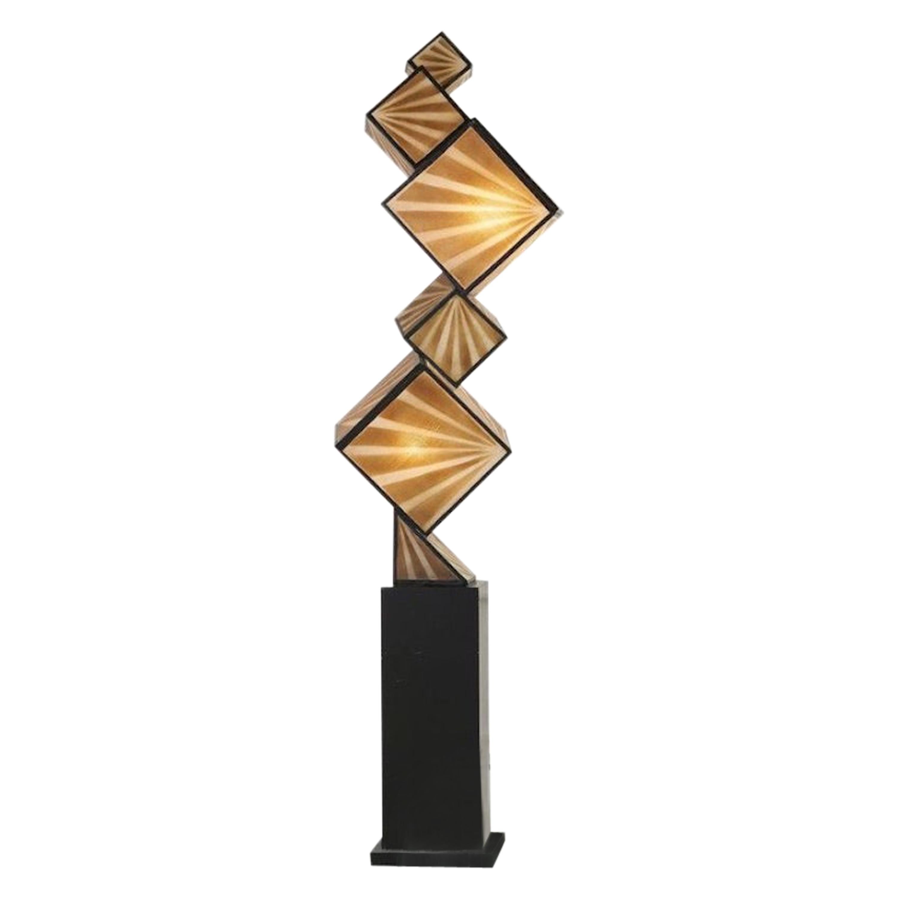 Stacked Laminate Plywood Floor Lamp by Alan Friedman at 1stdibs