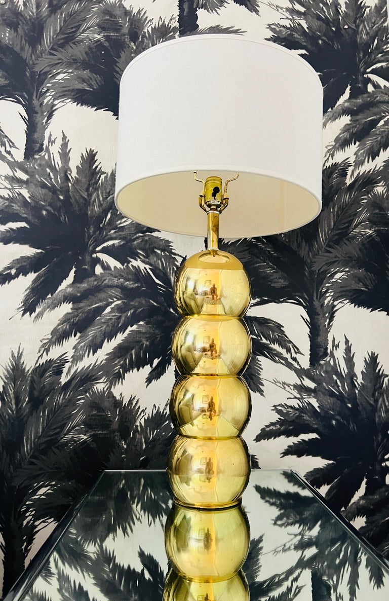 Mid-Century Modern Architectural Stacked Orb Lamp in Brass Metal by George Kovacs, C. 1970's For Sale