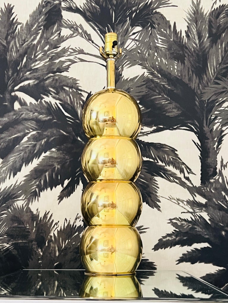 Polished Architectural Stacked Orb Lamp in Brass Metal by George Kovacs, C. 1970's For Sale