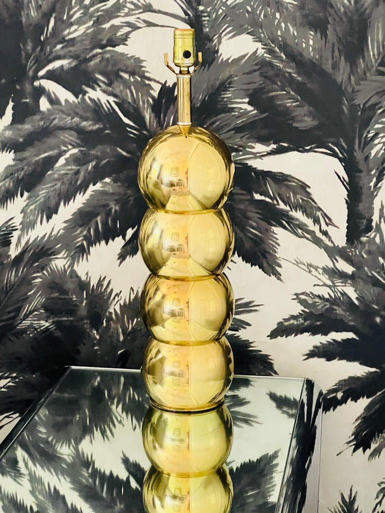 Architectural Stacked Orb Lamp in Brass Metal by George Kovacs, C. 1970's In Good Condition For Sale In Fort Lauderdale, FL