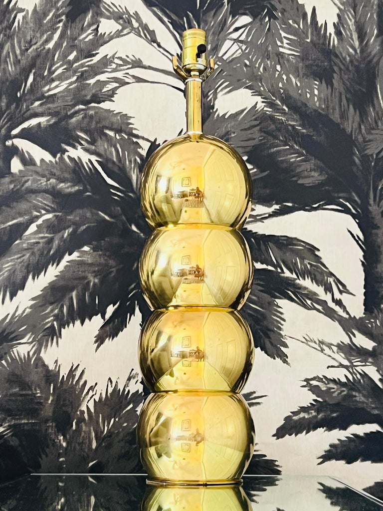 Late 20th Century Architectural Stacked Orb Lamp in Brass Metal by George Kovacs, C. 1970's For Sale