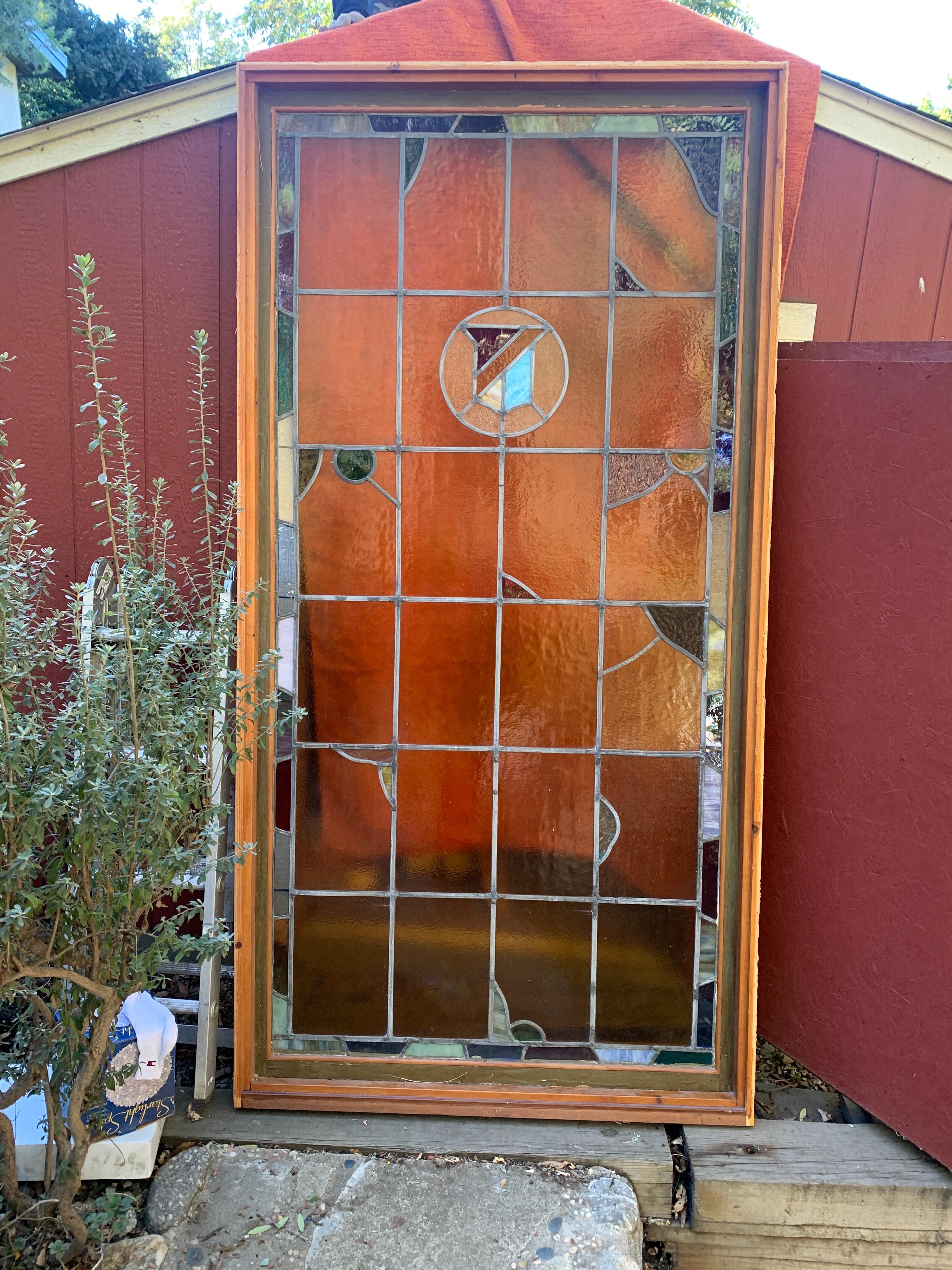 Architectural Stained Glass Window in Frame 1