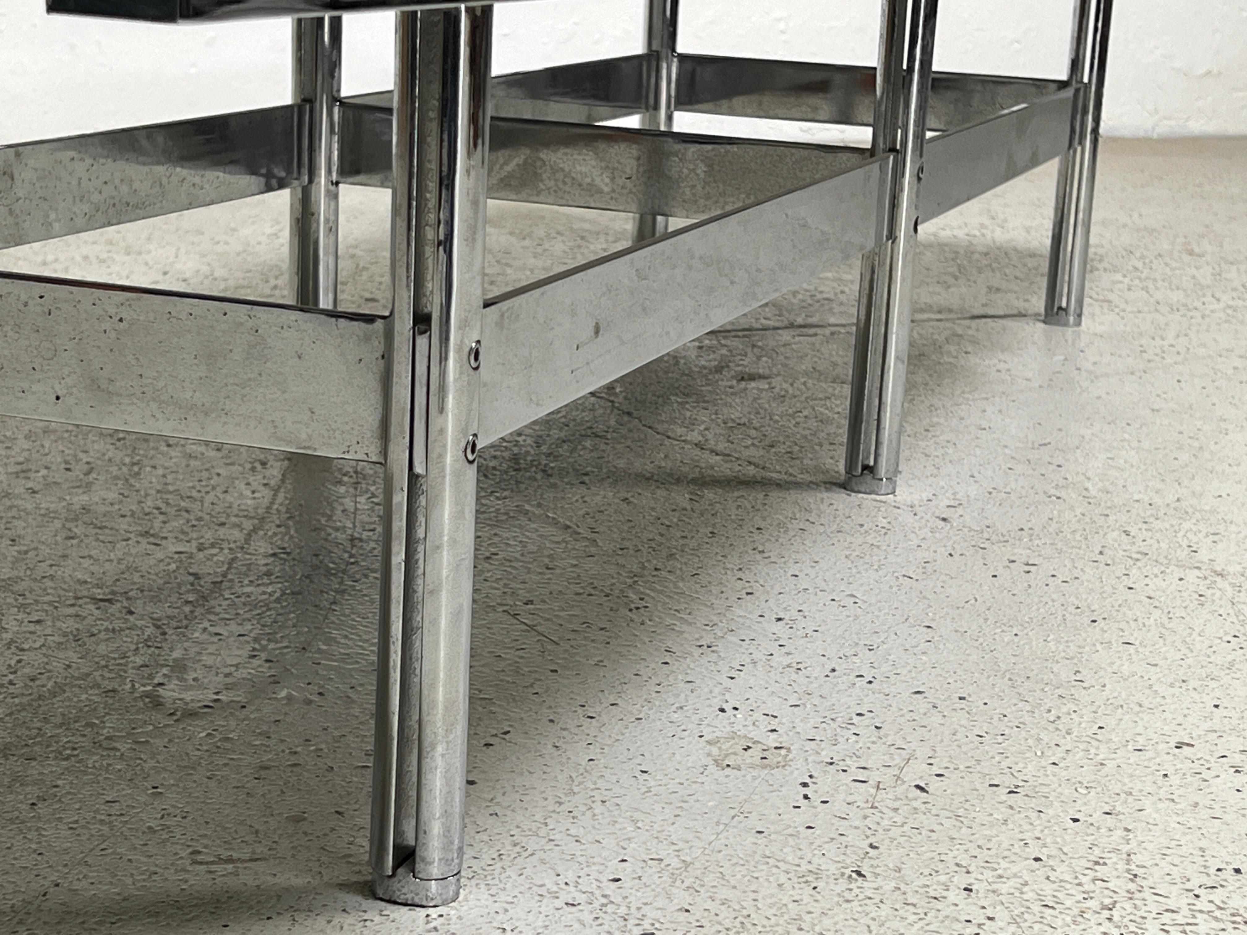 Architectural Stainless Steel and Leather Bench For Sale 5