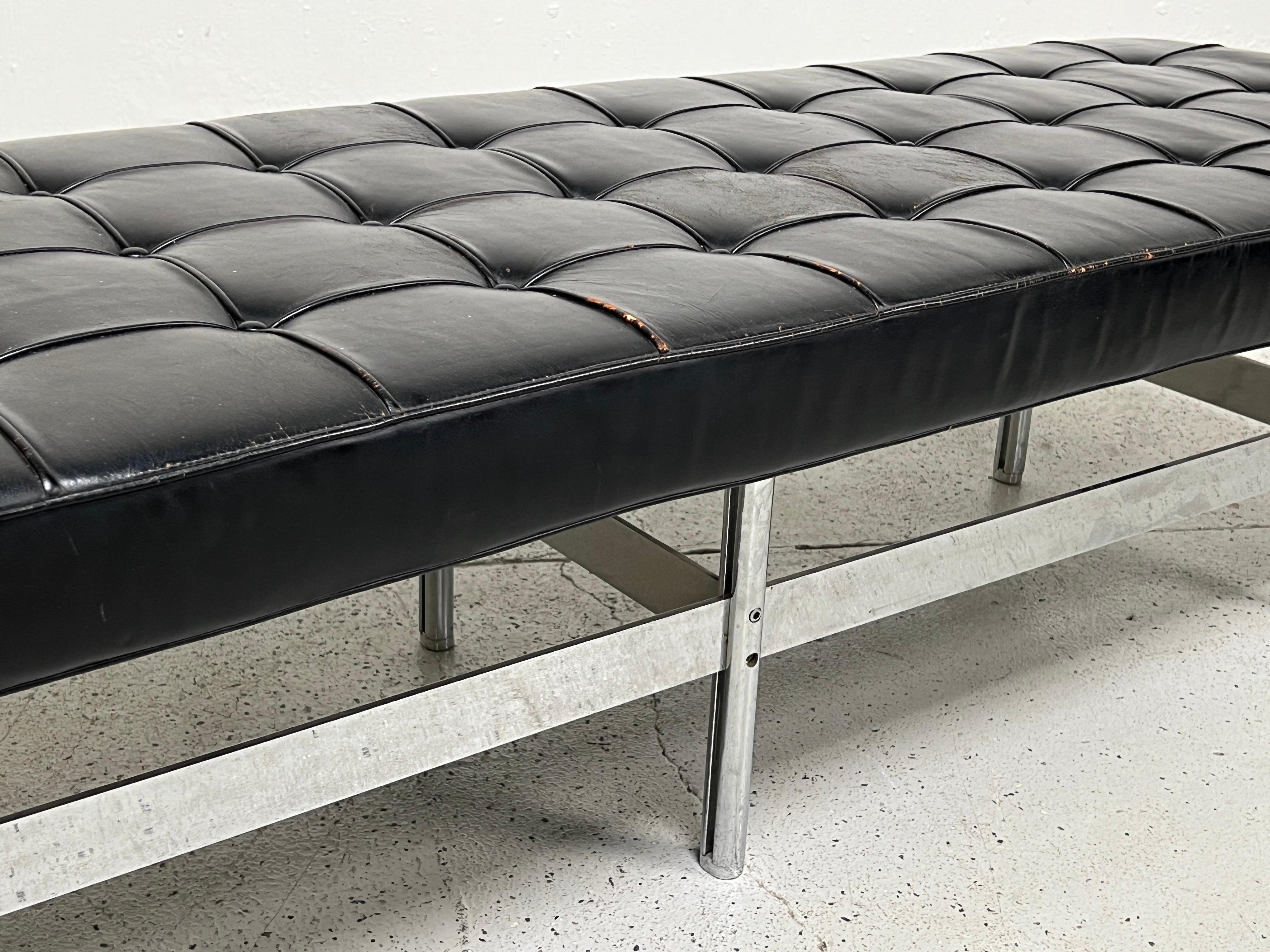 Architectural Stainless Steel and Leather Bench For Sale 6
