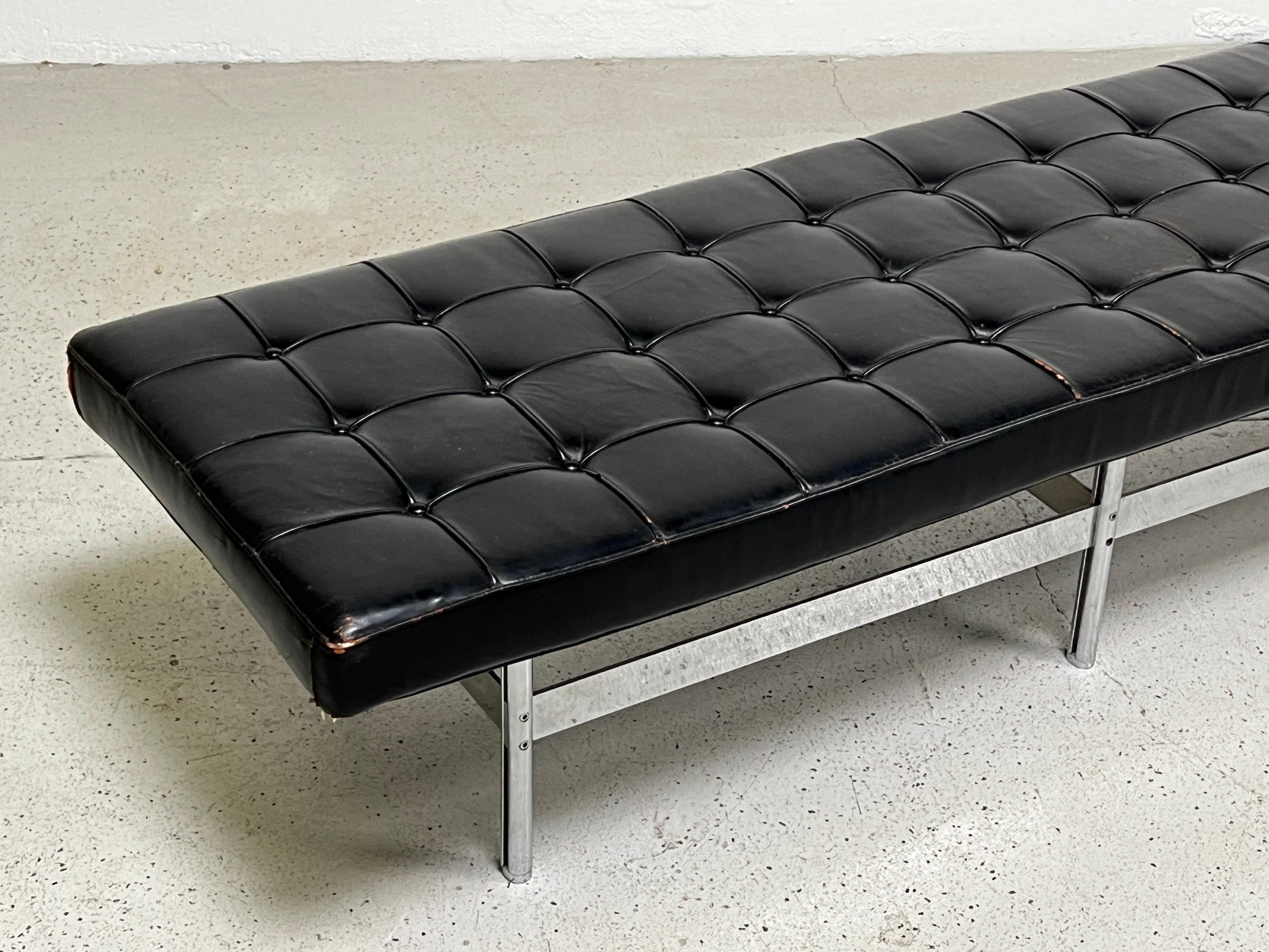 Architectural Stainless Steel and Leather Bench For Sale 7