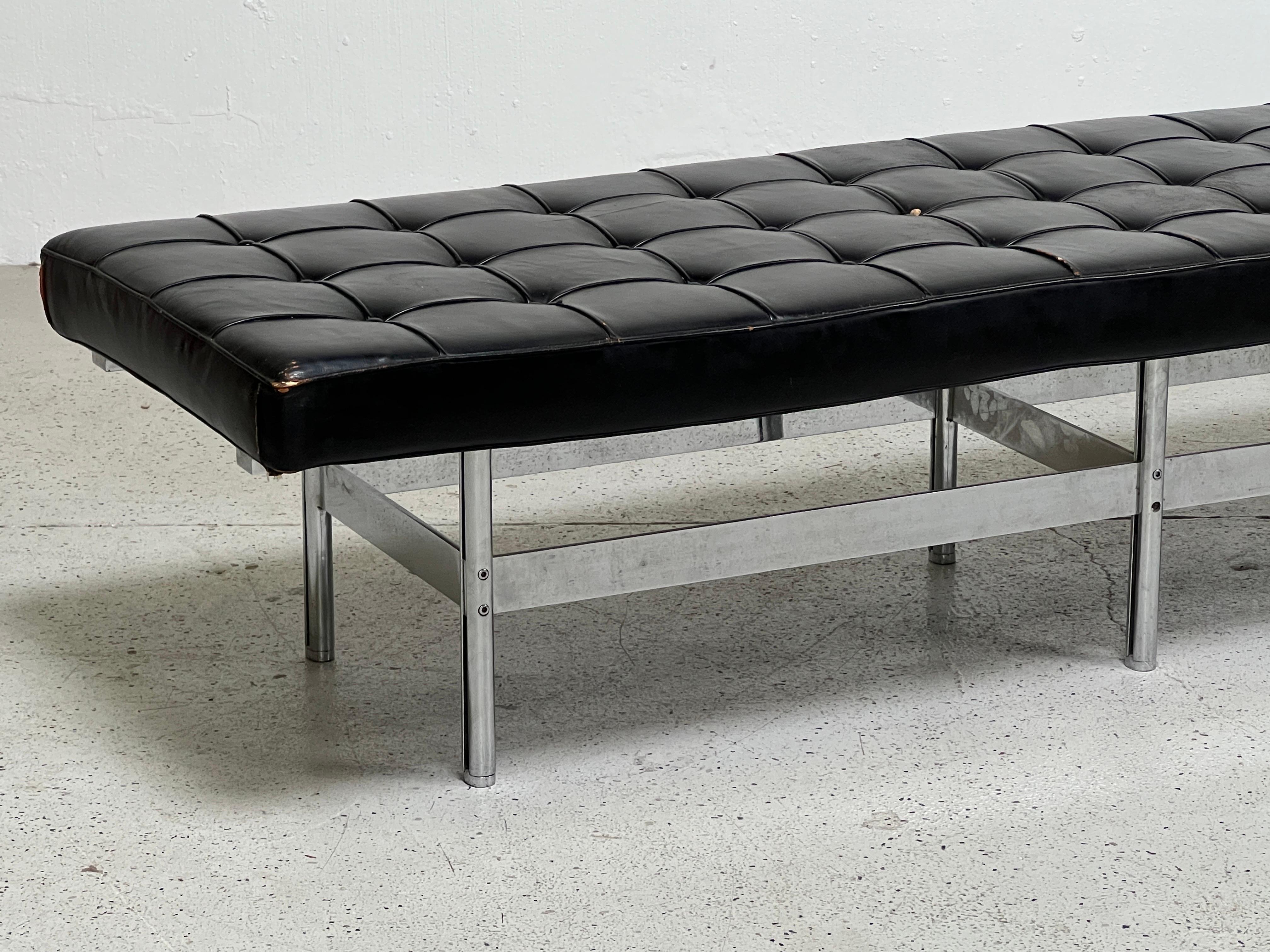 Architectural Stainless Steel and Leather Bench For Sale 3