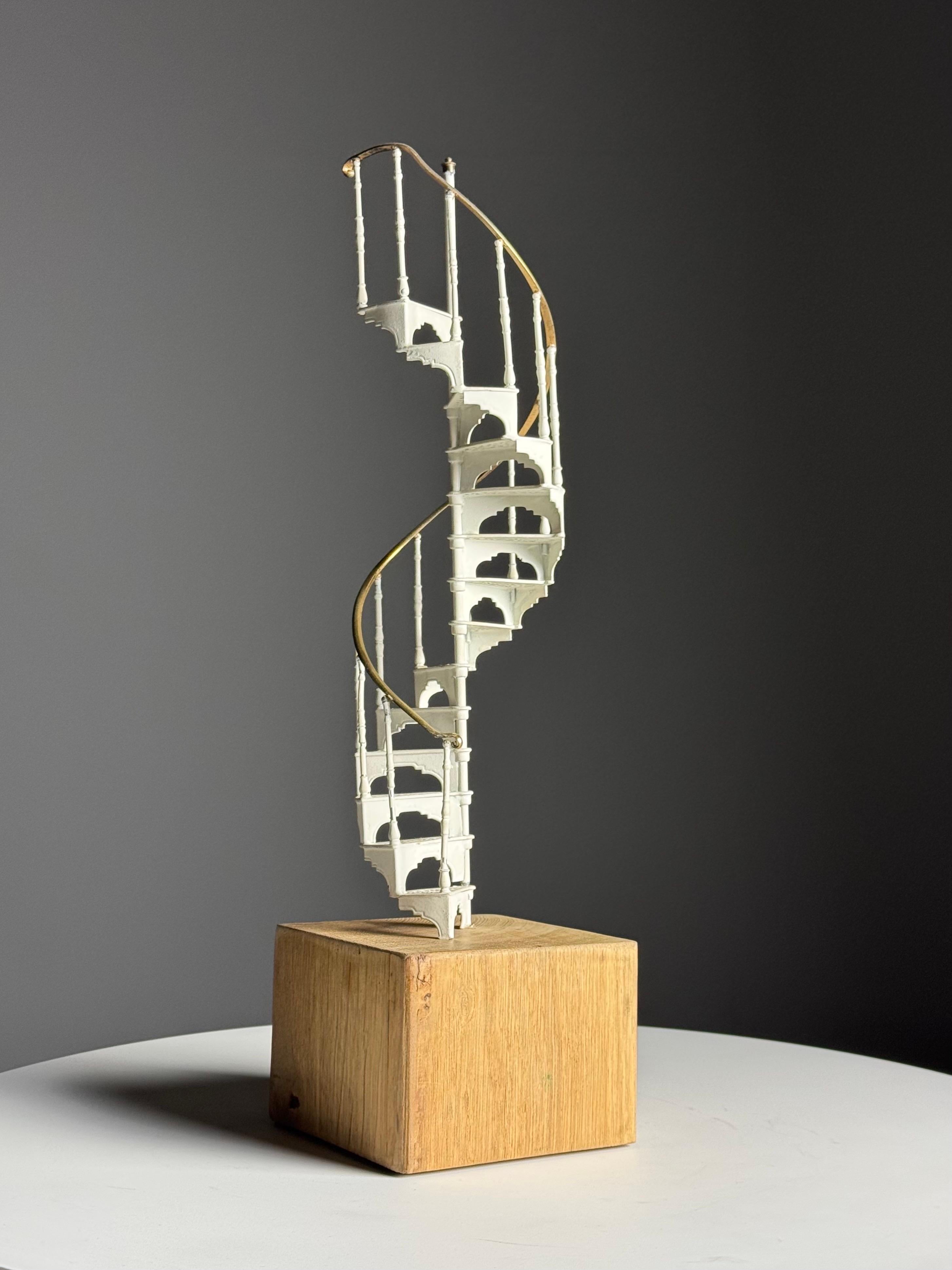 Architectural Staircase Model white metal 20th century For Sale 1