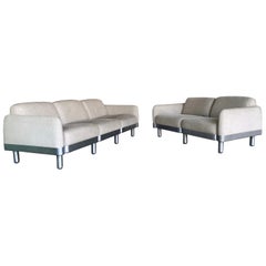 Architectural Steel Base Sofa Set, 20th Century
