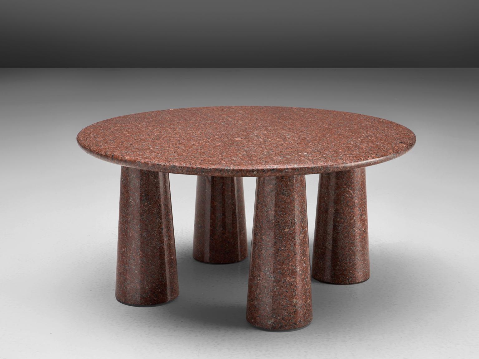 Mid-Century Modern Architectural Stone Coffee Table in Balmoral Red
