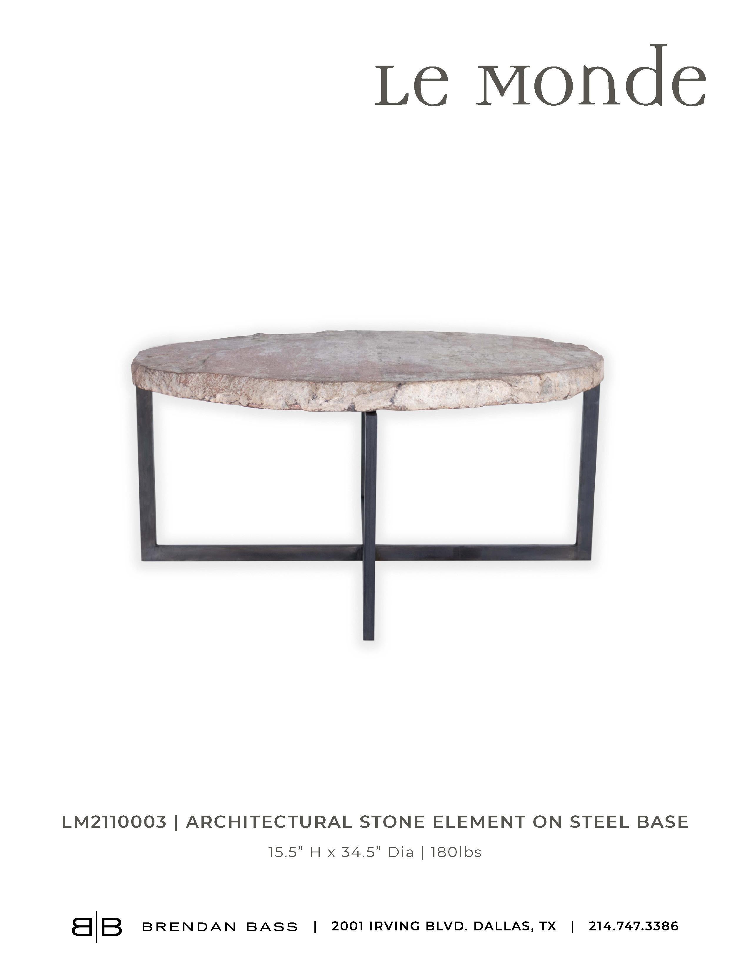 Architectural Stone on Steel Coffee Table In Good Condition In Dallas, TX