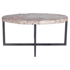 Architectural Stone Element on Steel Base Coffee Table
