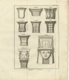 Architectural Study of Egyptian Capitals and Friezes, c.1776 Engraving Set