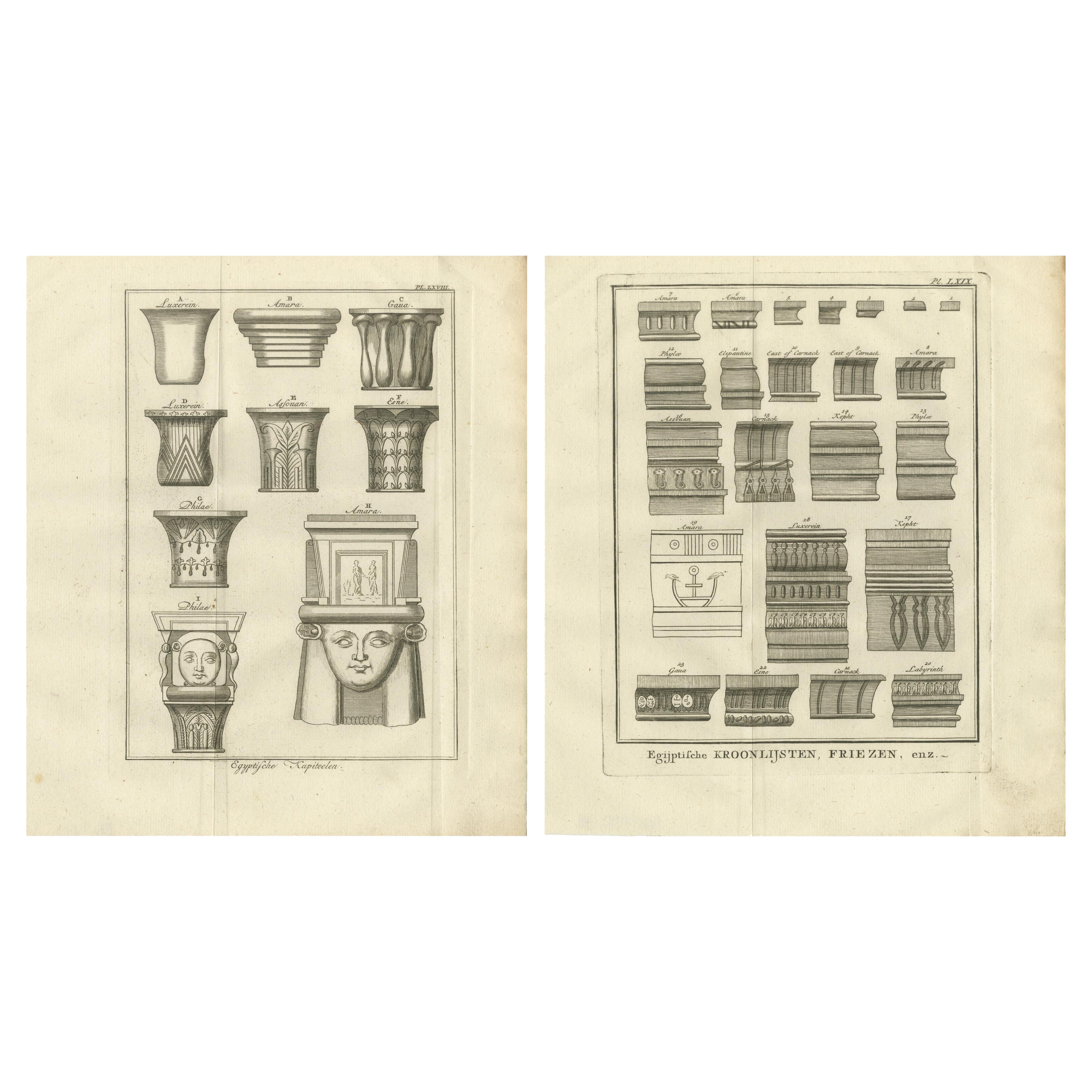 Étude architecturale des chapiteaux et frises égyptiens, c.1776 Ensemble de gravures
