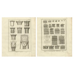 Étude architecturale des chapiteaux et frises égyptiens, c.1776 Ensemble de gravures