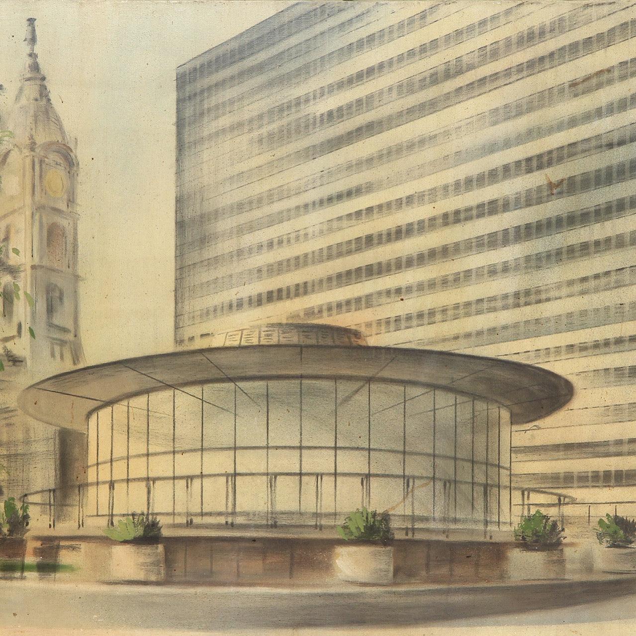 Architectural Study Painting by Richard Bobby, 1966 im Zustand „Relativ gut“ im Angebot in Sagaponack, NY