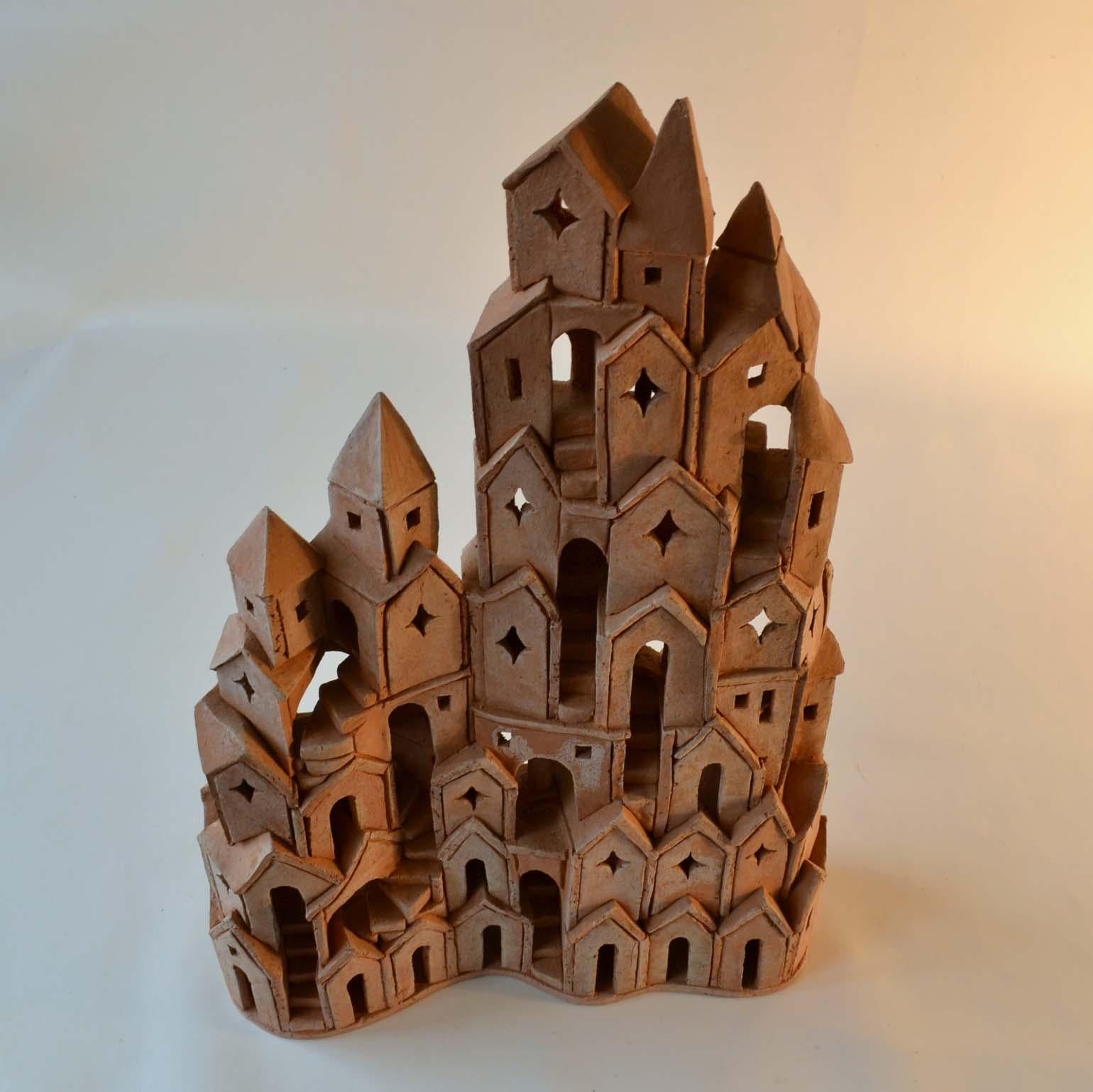 Architectural Surreal Ceramic Tower Sculpture 2 by Dutch Arie Bouter 1995 6