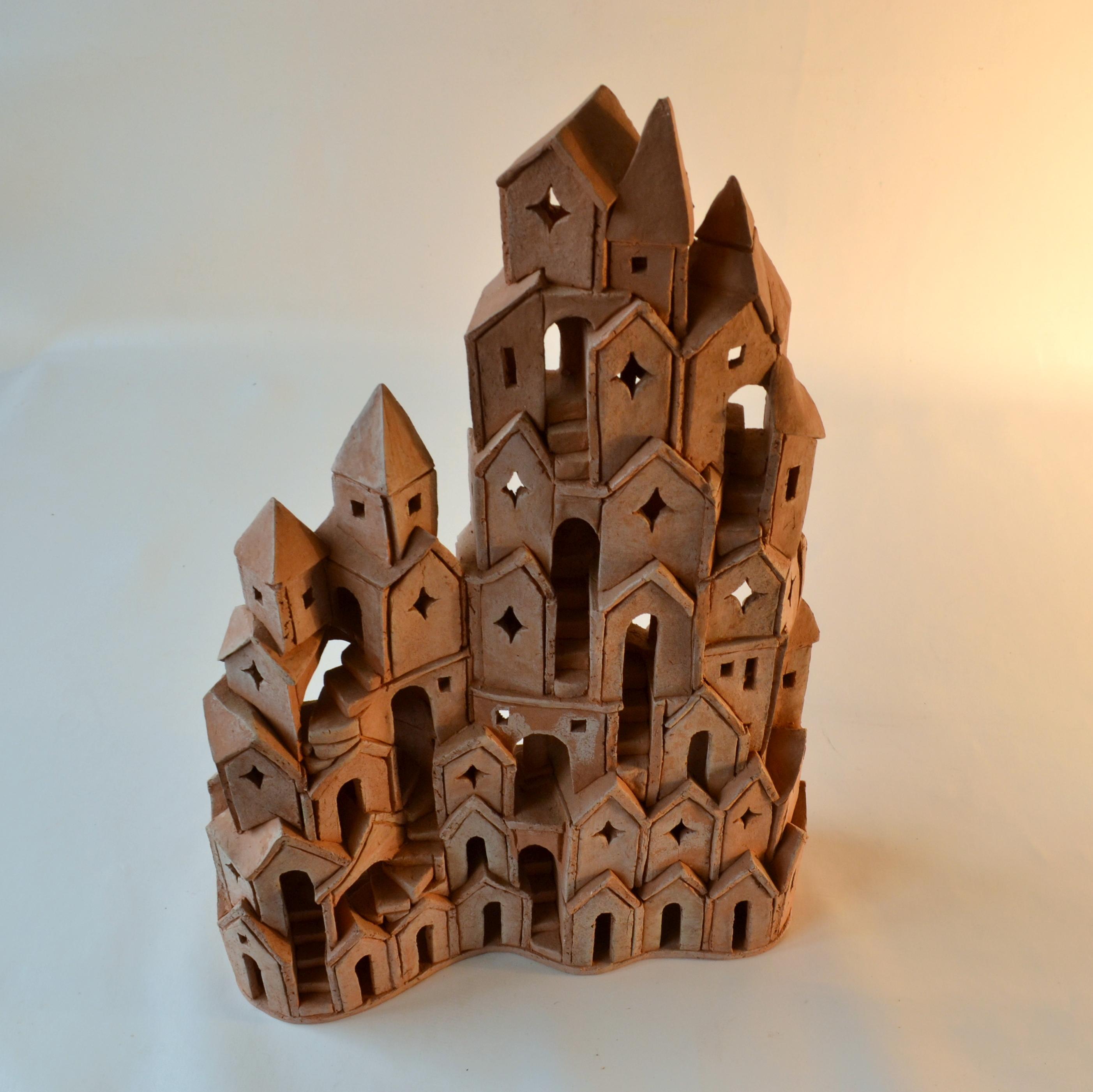 Architectural Surreal Ceramic Tower Sculpture 2 by Dutch Arie Bouter 1995 7