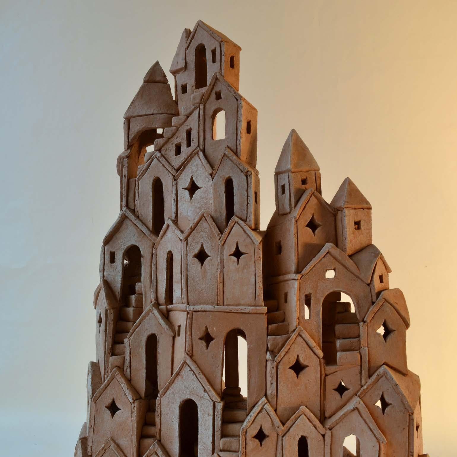 Architectural Surreal Ceramic Tower Sculpture 2 by Dutch Arie Bouter 1995 8