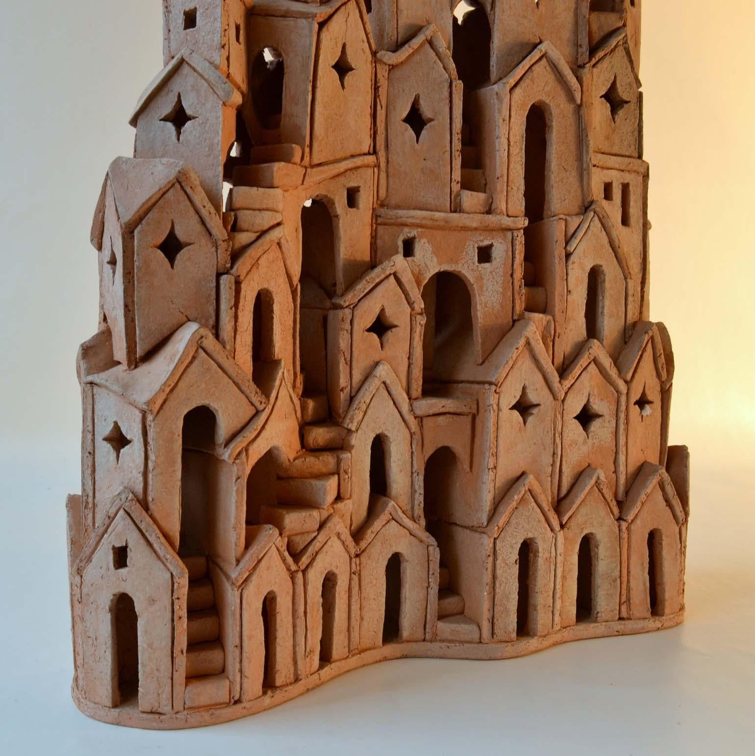 Architectural Surreal Ceramic Tower Sculpture 2 by Dutch Arie Bouter 1995 In Excellent Condition In London, GB