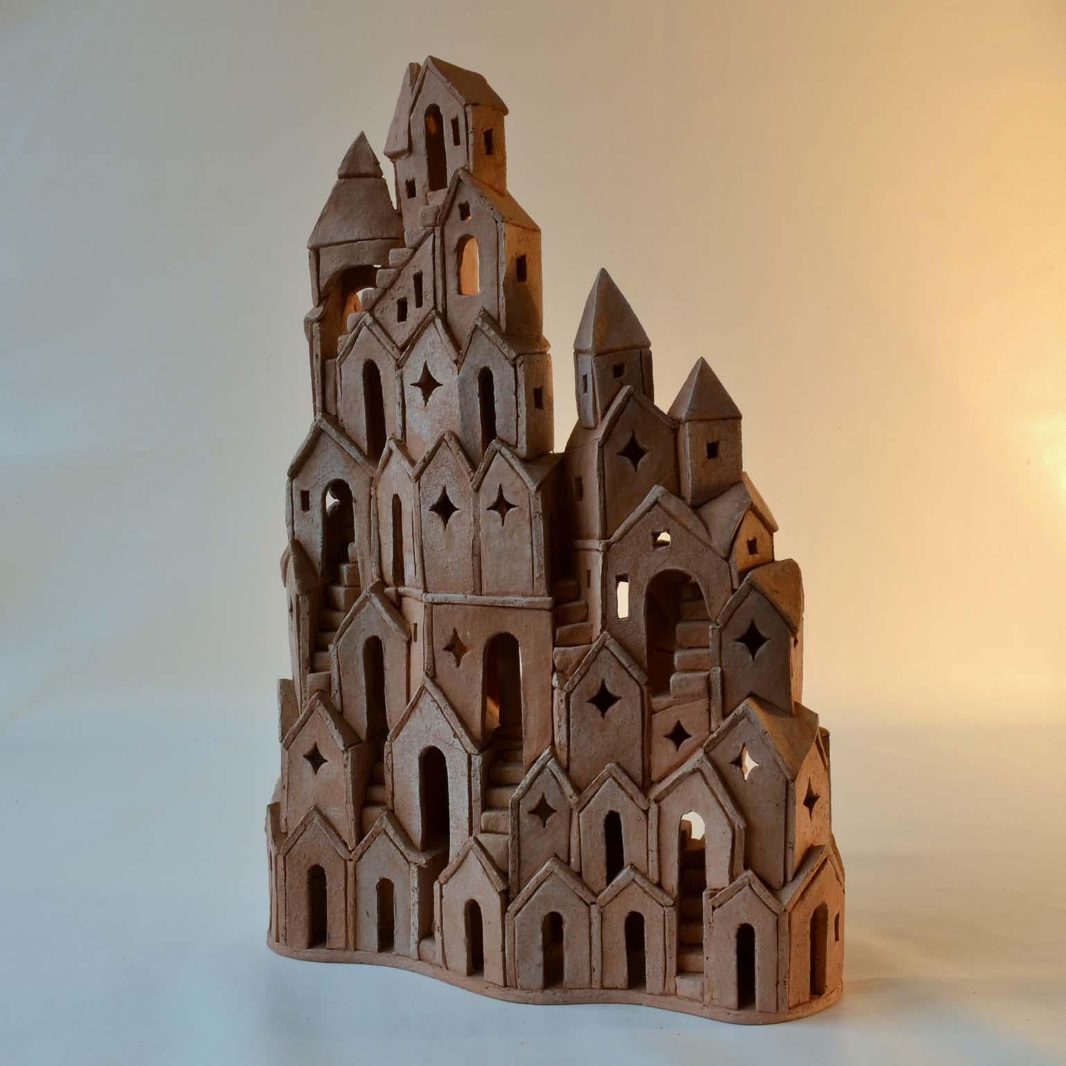 Architectural Surreal Ceramic Tower Sculpture 2 by Dutch Arie Bouter 1995 2